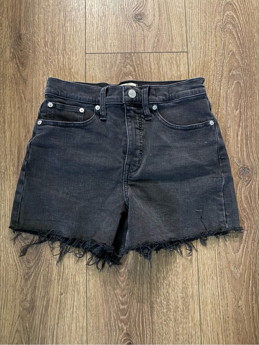 Madewell Women's High-Rise Black Denim Cutoff Shorts